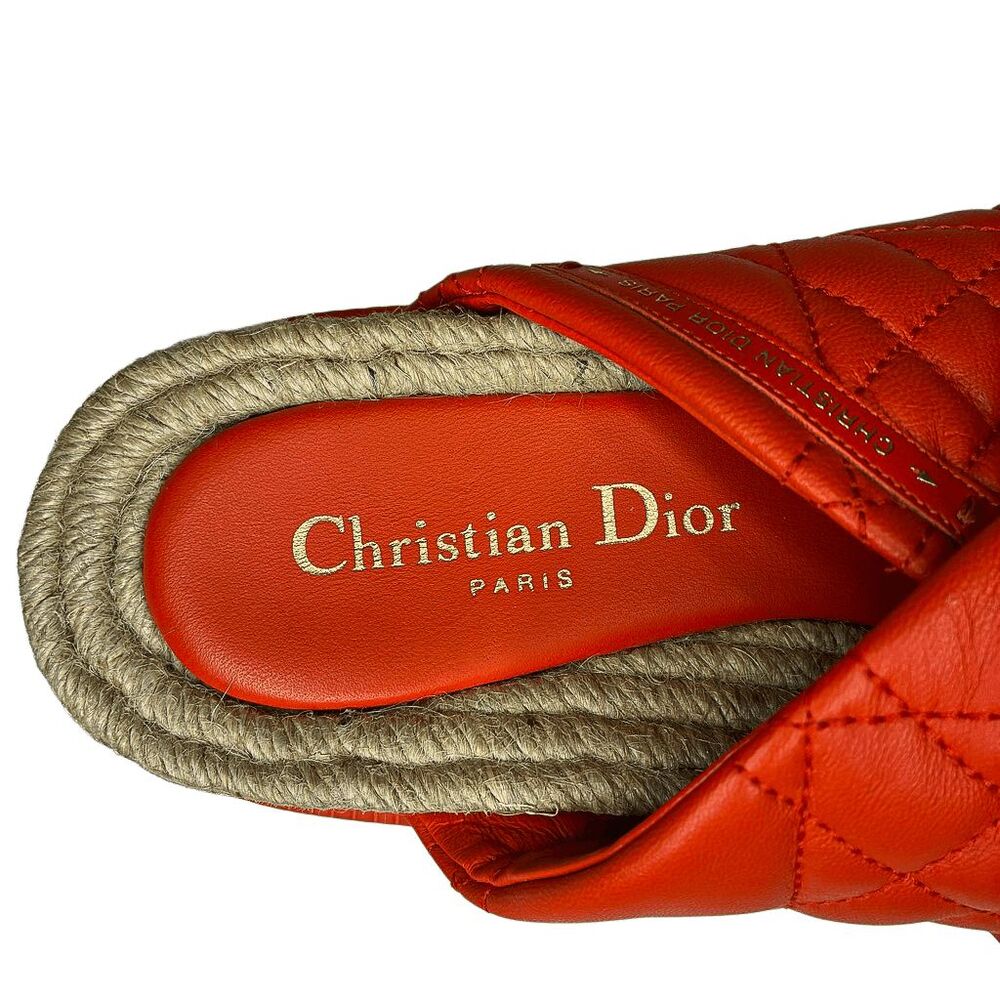 Dior D-Twist Cannage Quilted Orange Slides EU 36.5 Designer Sandals Slip On Flat - Picture 6 of 13